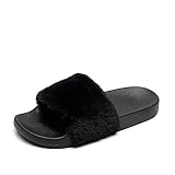 APIKA Damen Flip Flop Kunstpelz Slipper Fuzzy Fluffy...