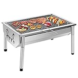 SunJas Picknickgrill Edelstahl Holzkohlegrill Kleiner...