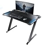 EUREKA ERGONOMIC Gaming Tisch mit LED 114 × 64 cm...