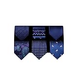 HISDERN Navy Blau Krawatten Set für Herren Lot 5...