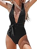 CUPSHE Damen Badeanzug Tiefer V Ausschnitt Monokini...