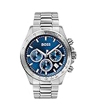 BOSS Chronograph Quarz Uhr für Herren mit Silbernes...