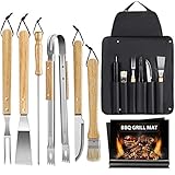 MOSFiATA Grillbesteck, 9 pcs,Grill-Utensilien-Set aus...