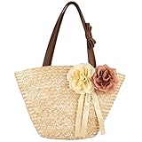 Jeesblsy Korbtasche Sommer Strandtasche Vintage Stroh...