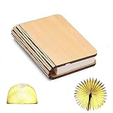 Buchlampe Faltbar Holz, Mini Buch Licht Magnetische USB...