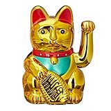 Relaxdays Maneki Neko Winkekatze, Glücksbringer, 16...