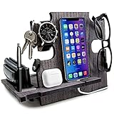 Wooden Desk Organizer, Docking Station for Men -...