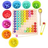 Regenbogen Puzzle Montessori, Holz Clip Beads...