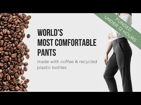 LEZÉ pants are made out of recycled plastic bottles and coffee