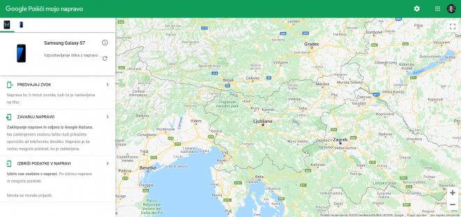 Sitio web de Buscar mi dispositivo de Google